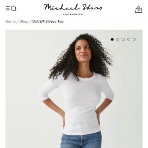 MICHAEL STARS DOT 3/4 SLEEVE WHITE TEE